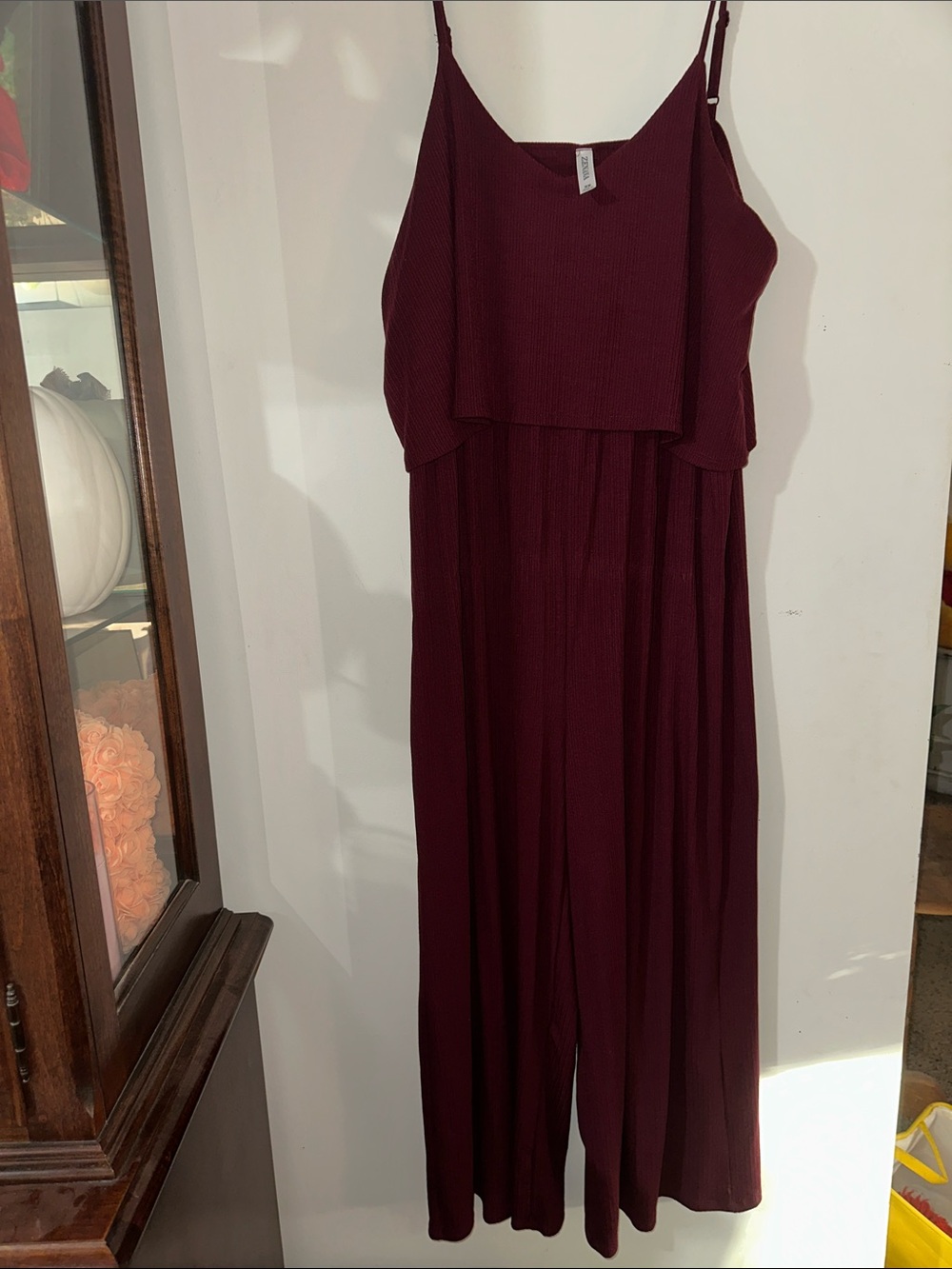 Zenana Outfitters Burgundy Sleeveless Wide-Leg Jumpsuit